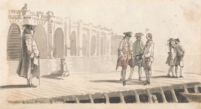 Een Groep Mannen op Westminster Pier door Paul Sandby